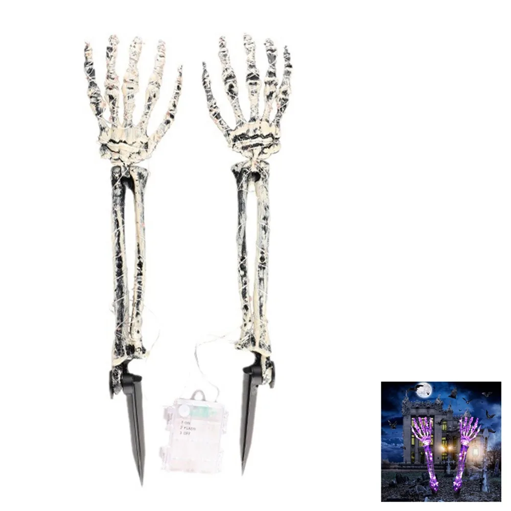 

Exquisite Lighted Skeleton Hand Props Handmade LED Glowing Skeleton Hand Realistic Weatherproof Halloween Decorative Lights