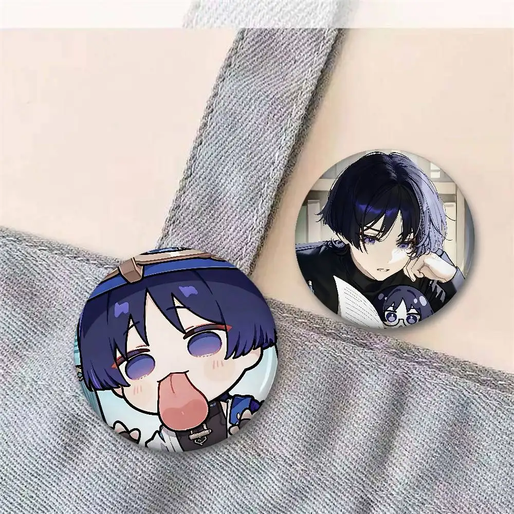 Genshin Cute Wanderer Badges Creative Tinplate Button PinsBrooch Creative Quotes Badge Clothes Gift For Kids Friends