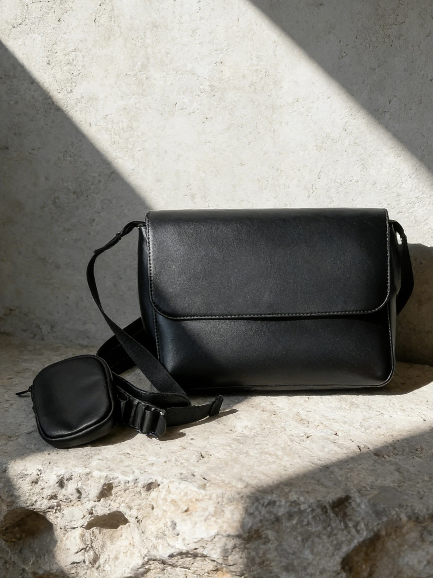 Casual Leather Surface Crossbody Bag Men's Messenger Bag with Small Hanging Bag Flip Cover Commuter Single Shoulder Bag