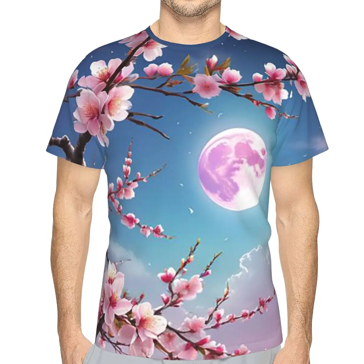 100% Cotton Sakura Cherry Blossom Japanese Flowers T-Shirt Men's Classic T Shirt Men O-Neck Summer Shirts Tops