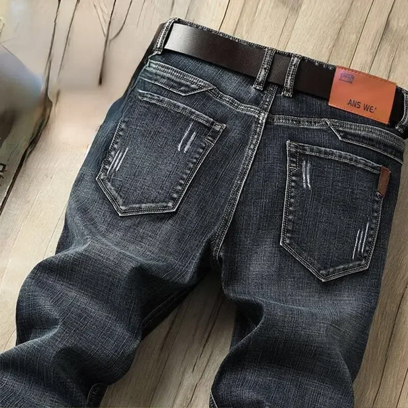 Calças de assento aberto estiramento jeans masculino solto em linha reta invisível zíper campo completo-aberto tipo boate escritório sexo livre mãe jeans