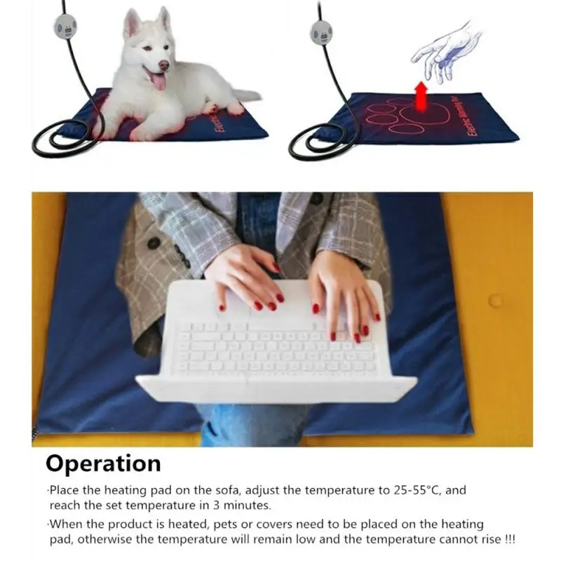 Pet Electric Blanket Heating Soft Pad Adjustable Temperature Electric Warmer Blanket Dog Cat Pad Waterproof Bite-resistant Wire