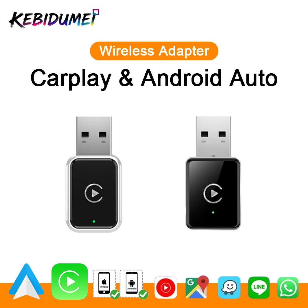 

KEBIDUMEI Carplay WiFi Bluetooth5.0 Car AI Box Plug and Play Fast Connect Adapter Wired to Wireless Smart Dongle Car Accessories