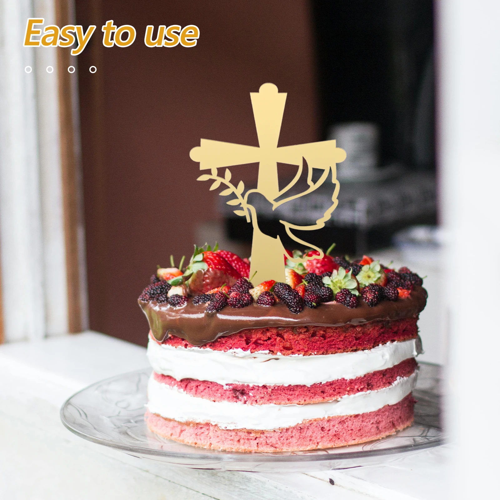 

8pcs Acrylic Cross Cake Toppers Peace Dove Decoration For Wedding Birthday Party Cupcake Decor Baking Inserts Lightweight