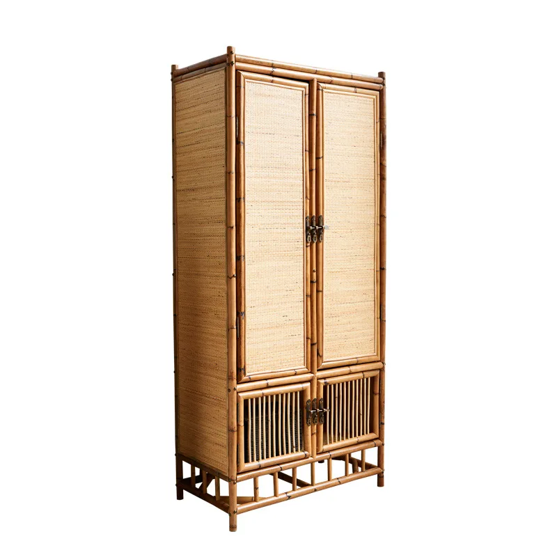

Rattan wardrobe modern simple home bedroom storage creative retro natural storage cabinet