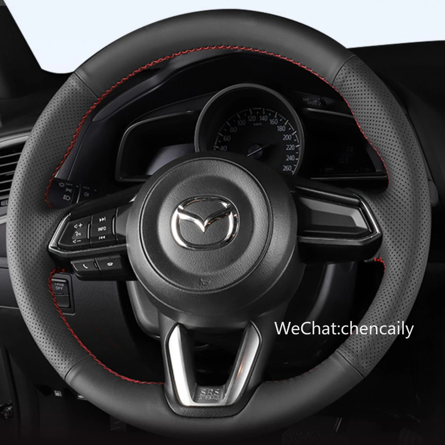 

Suitable For Mazda6 CX4 CX-5 3 Axela CX30 Artez Hand Stitched Perforated Non-slip Breathable Leather Steering Wheel Cover