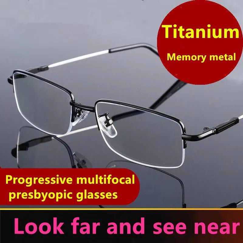 Alloy Near-far Dual-purpose Multifocus Reading Glasses Progressive Intelligent Zoom Anti-blue Protect Presbyopic Glasses