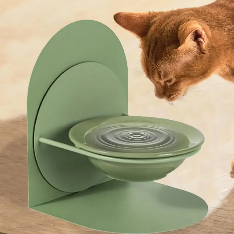 Pet Dish Ceramic Adjustable Cat Bowl With Magnetic Stand Removable Food Feeder Bowl Anti-Tip Dish For Pet Easy Eating