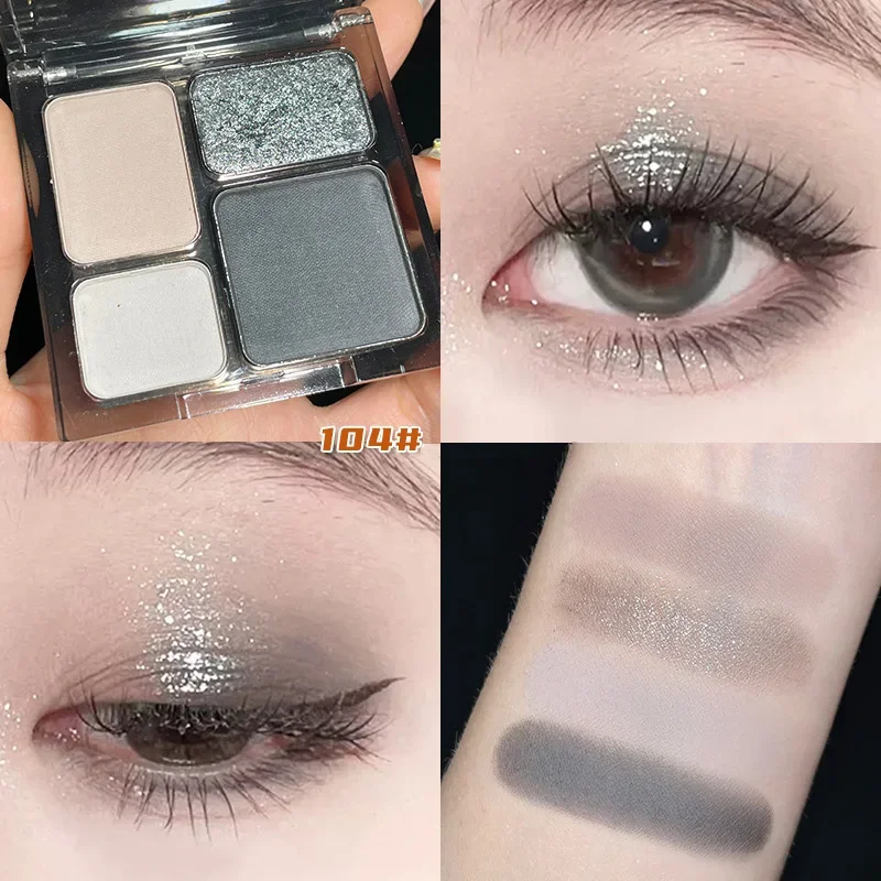 Heallor Cool Toned Lidschatten-Palette Black Smokey Blue Matte Glitter Lidschatten-Palette Smoky Eye Shadow Eye Pigments Lasting Mak