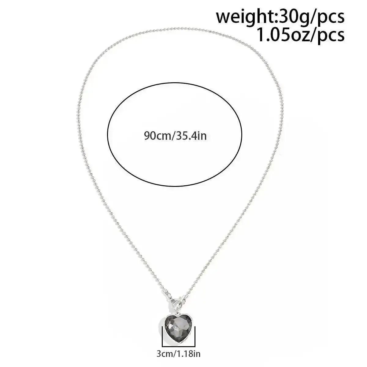 Gargantilla gótica de cristal negro con colgante de corazón de amor para mujer, nueva tendencia 2026, cadena larga Simple para suéter, joyería nupcial