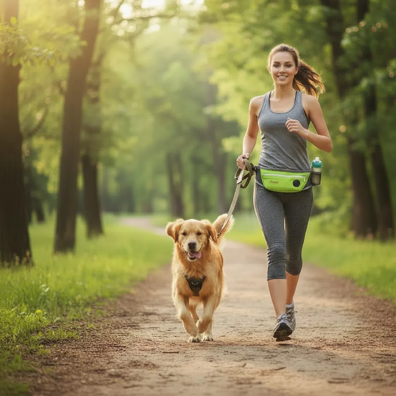 Прочная нейлоновая поясная сумка для дрессировки собак для бега, включая мешки для мусора для дрессировки домашних животных 11 см * 43 см