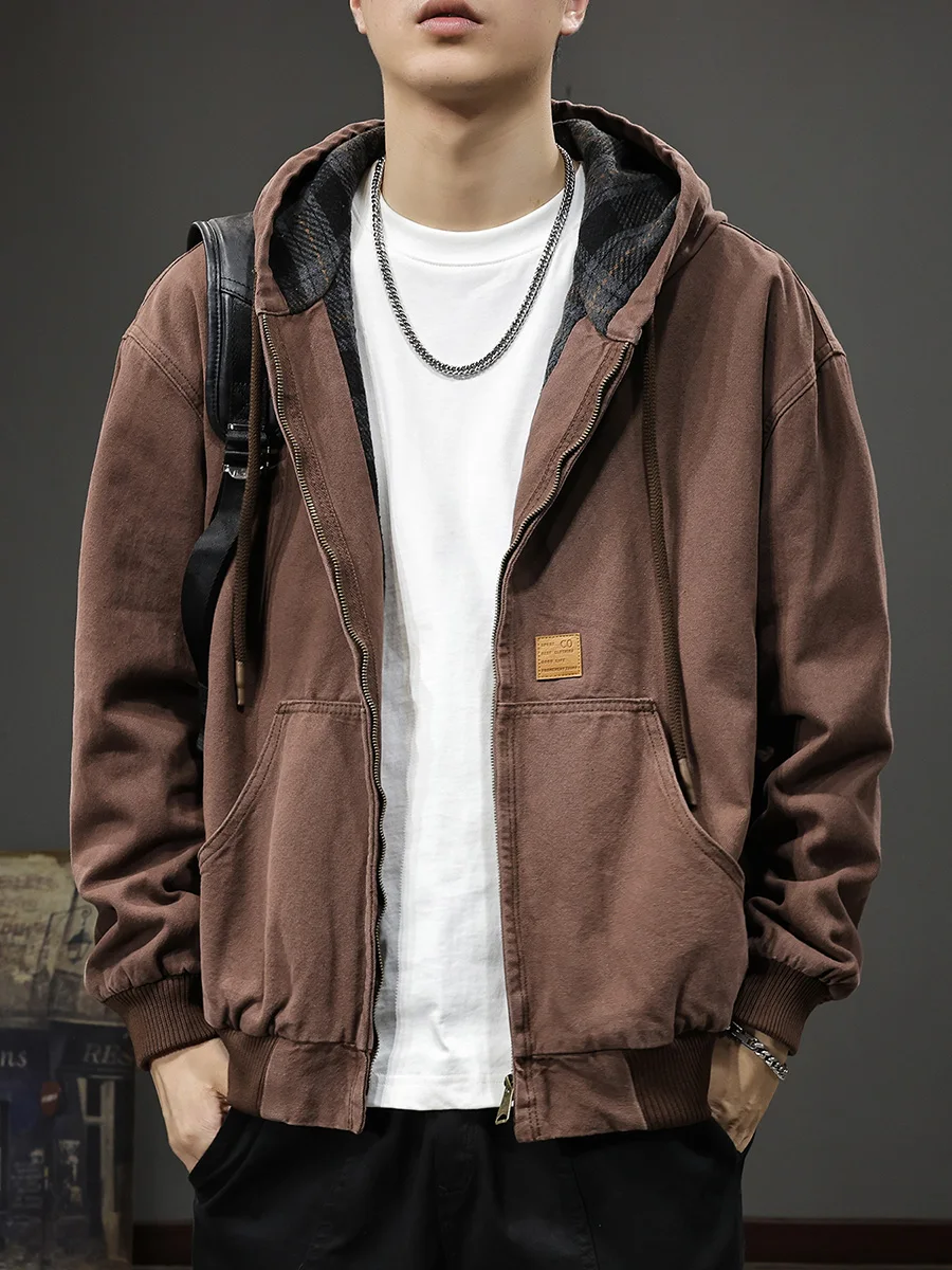 

Американская ретро Детройт спецодежда с капюшоном Джет мужская осень-зима новый модный бренд High Street Waed свободное повседневное пальто