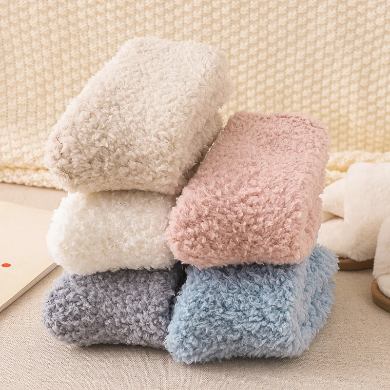 Winter Fluffy Fuzzy Socks Cozy Cashmere Sock Soft Velvet Thick Warm Bed Floor Home Slipper Sock For Women Men Winter Warm Sox