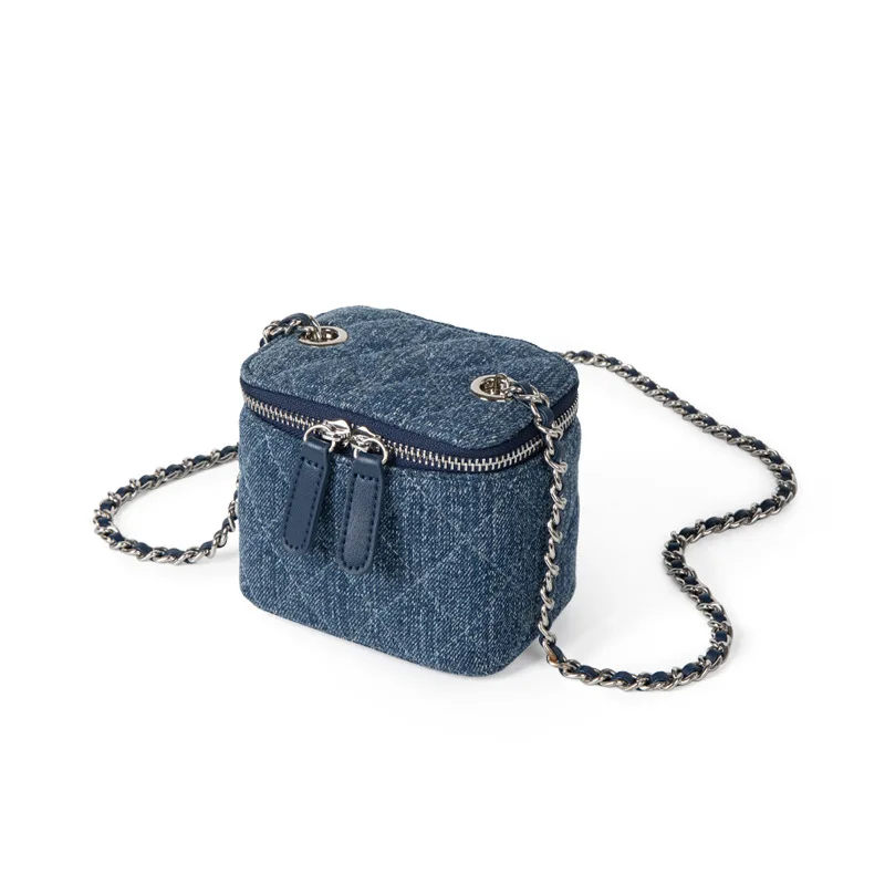 2024 Women's Denim Box Bag Advanced French Shoulder Crossbody Mini Chain Bag 5 Colors
