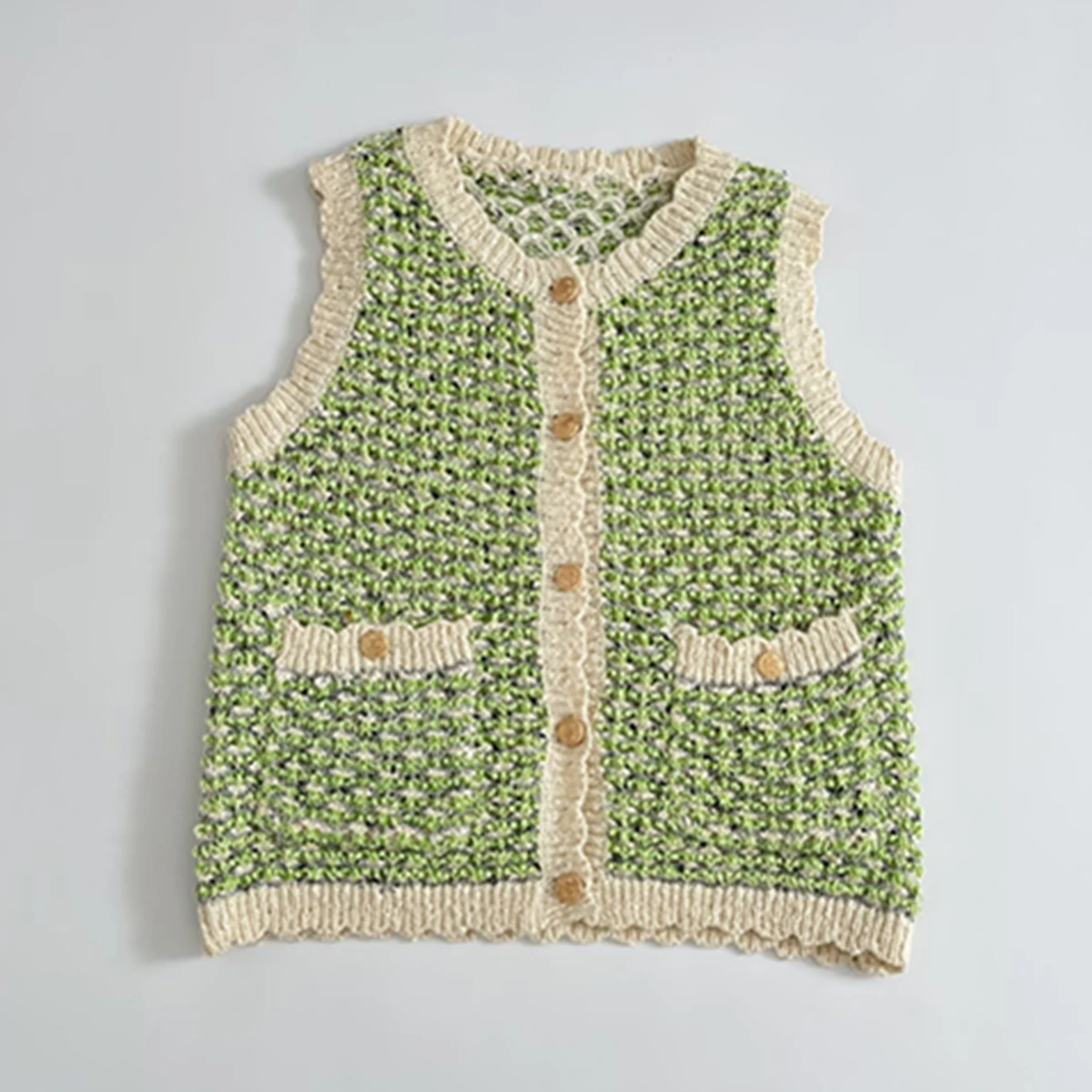 

Jenny&Dave Summer Minimalist Textured Jacquard Elegant Sleeveless Vest Women Single-breasted Knitted Tank Top