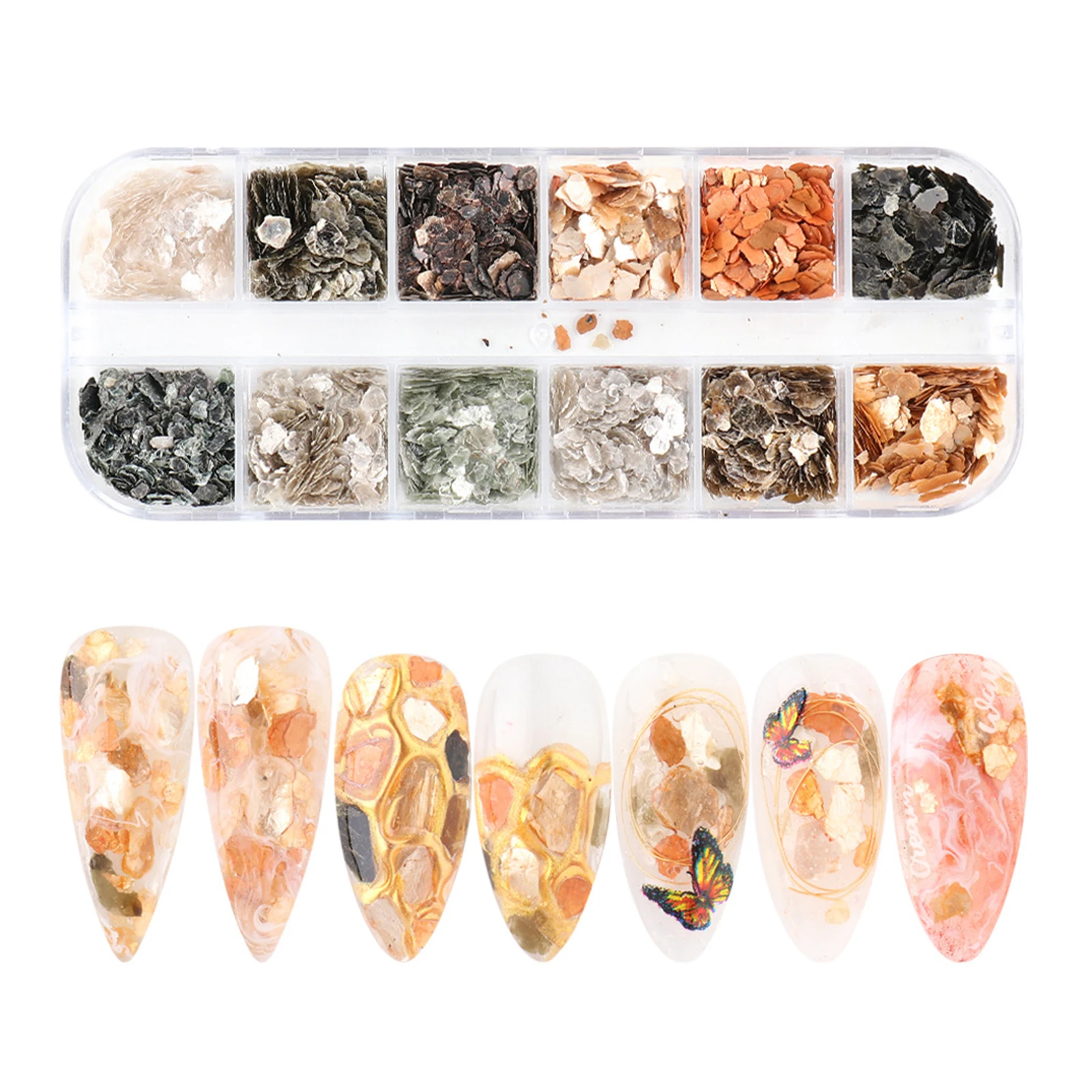 

3 Boxes Nail Chips Decor Glitter Decoration Pearlescent Marble Nails Decorating Kit