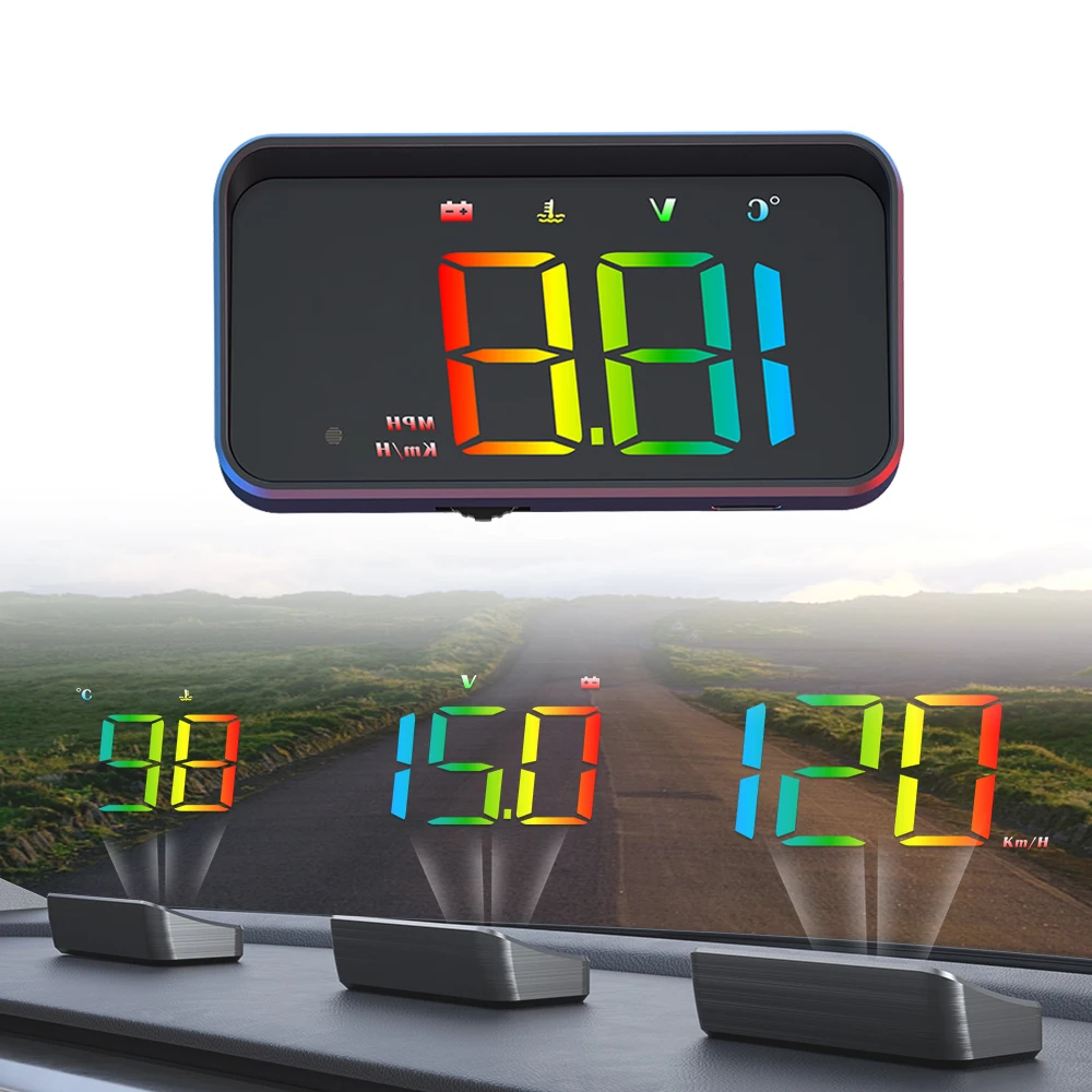 2026 Latest Universal Plug-and-Play M4 LED Head up Display HUD for Cars Speed Alarm OBD2 with 1-Year Warranty