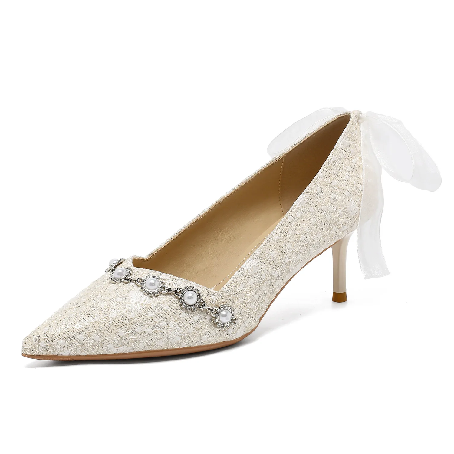 

Туфли для невесты Bloomsteps на высоком тонком каблуке, модель для свадебного платья, туфли с острым носком и бантом