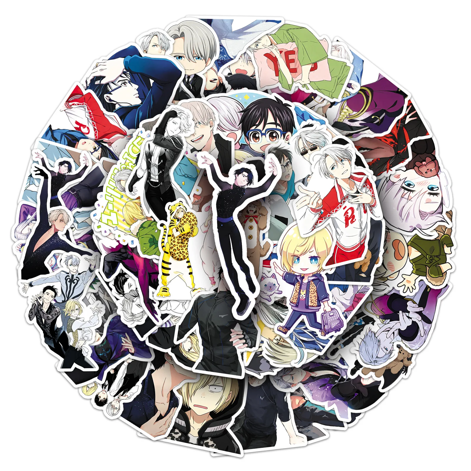 50 Stück Yuri!!! Japanische Eiskunstlauf-Animation Graffiti Laptop- und Handyhüllen-Aufkleber