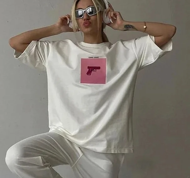 Hot Selling European and American Style Printed T-shirt for Women's Summer New Versatile Cotton Short Sleeved Shirt