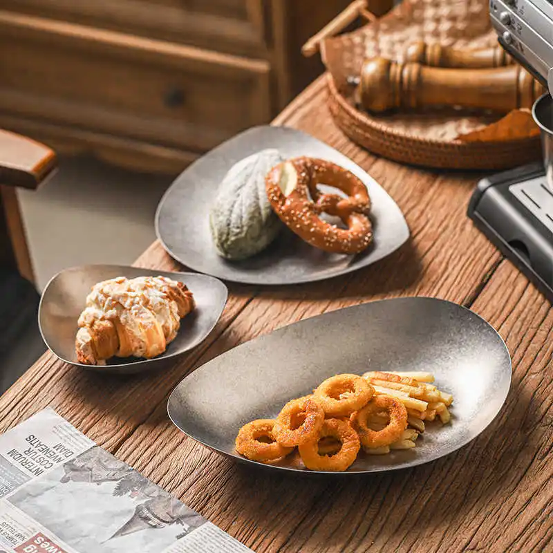 

Dessert Dish Food Tray Kitchen Plates Utensils Vintage Tableware Plato Sushi Steel Restaurant Dinner Design Dishes 304 Stainless