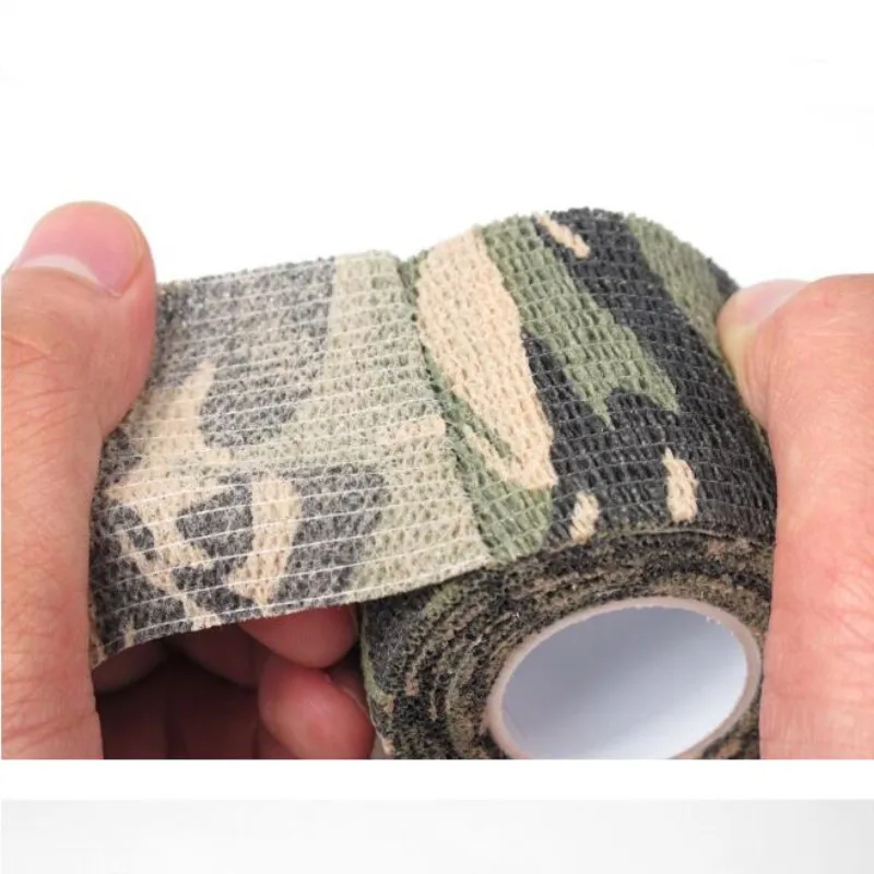 Bandagem camuflada auto-adesiva, 5cm * 4.5m bandagem de primeiros socorros à prova d' água ao ar livre não tecido para esportes e viagem