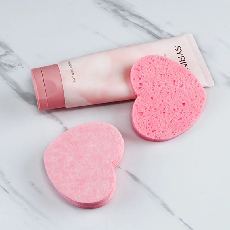 Hartvorm Herbruikbare Gezichtssponzen Pad 10/50/100PCS Gecomprimeerd Natuurlijke Exfoliërende Reinigingspads voor Gezicht
