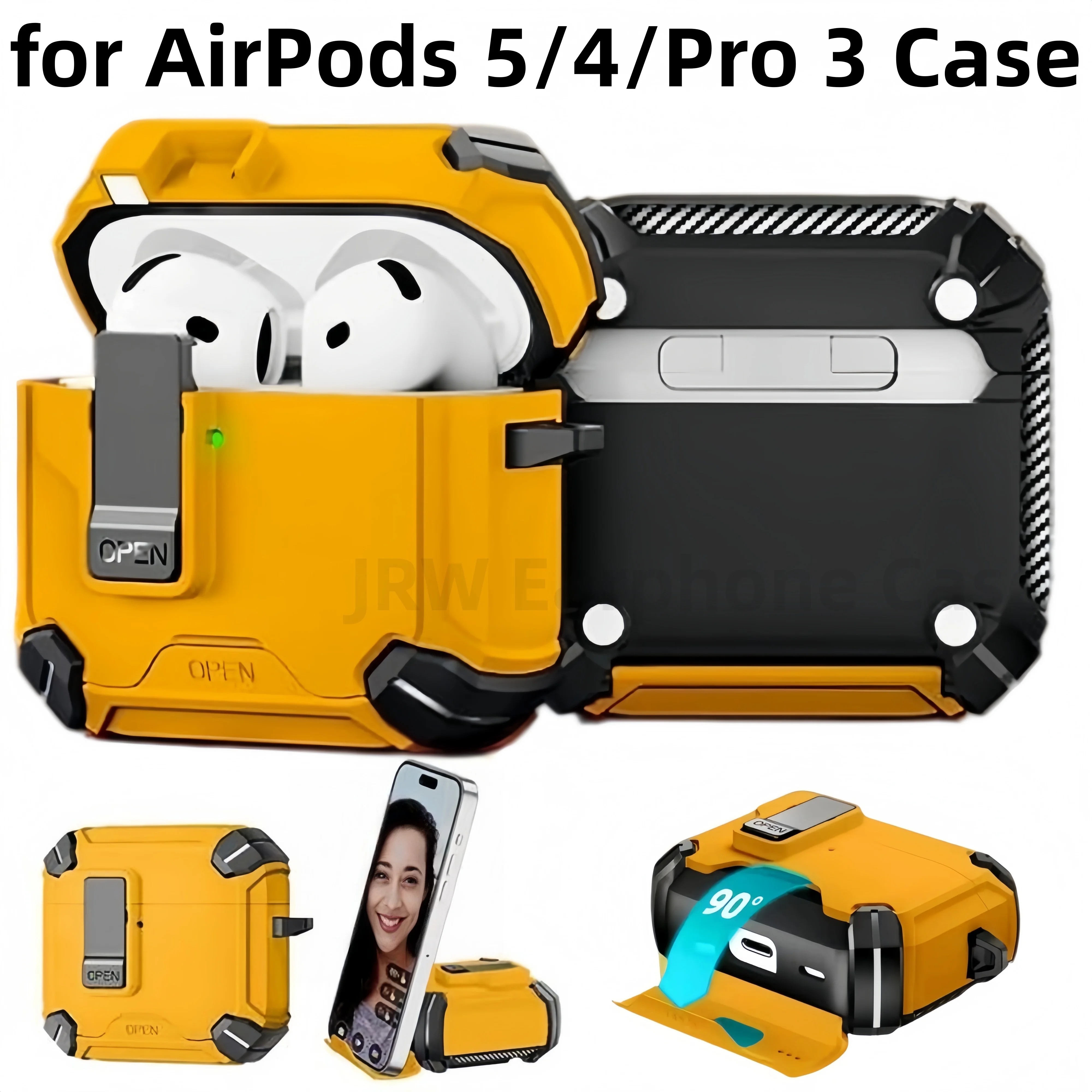 for AirPods 5/4/Pro 3 Case with Magnetic Lock Magsafe Compatible Phone Stand Design Auto Snap Secure Lock Case for AirPods 5/4