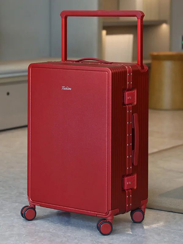 red-aluminum-frame-luggage-bag-with-password-lock-for-travel-wedding-bride-accompanying-trunk-silent-universal-wheel-suitcase