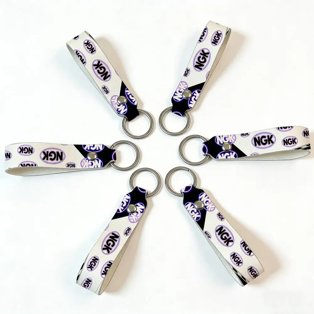 For Ngk High Quality PU Leather Moto Keychain Vintage Style Key Pendant For Scooter Motocross