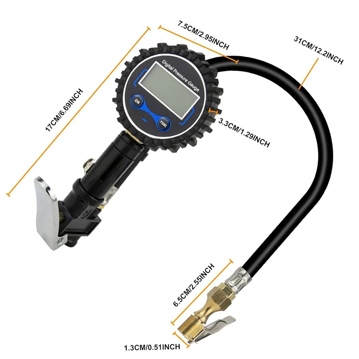 2025 + 250psi شاشة الكريستال السائل عداد ضغط الإطارات الخلفية الرقمية جهاز اختبار المركبات مراقبة التضخم قياس الضغط
