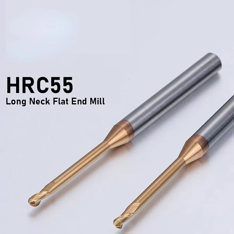 Ball End Mills Milling Machine HRC55 Extra Long Ball Nose End Mill 2 Flutes  Woodworking Tools CNC Finishing Machining