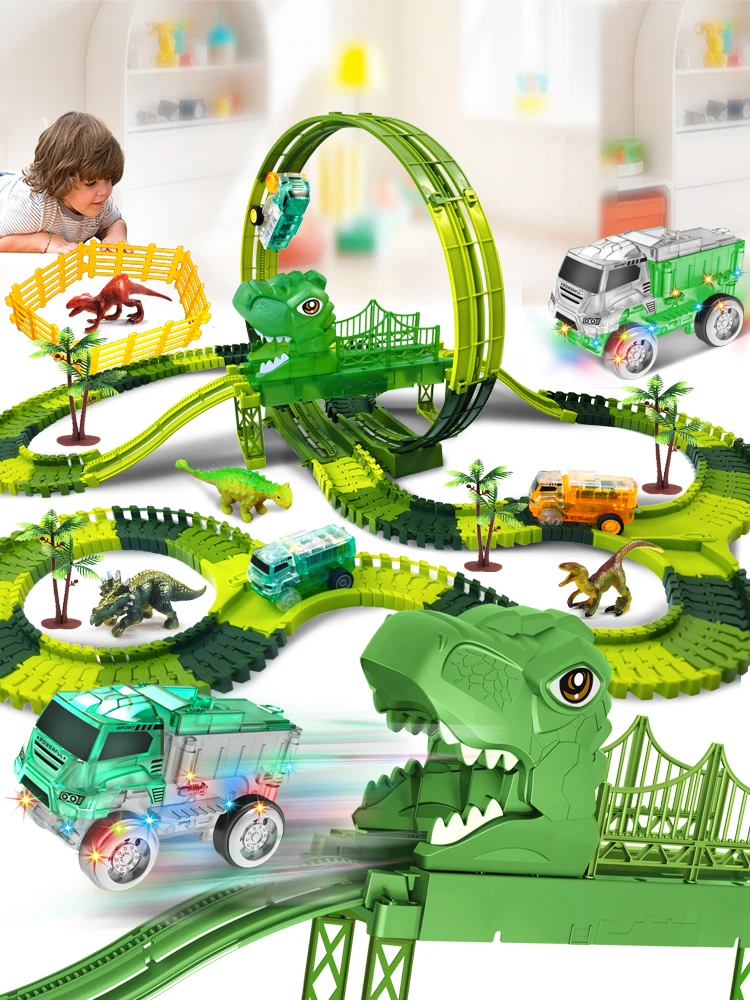 Pistes de voitures compatibles qui brillent dans la nuit, ensemble de voitures jouets à lumière clignotante LED pour la plupart des pistes de course, voitures lumineuses pour enfants