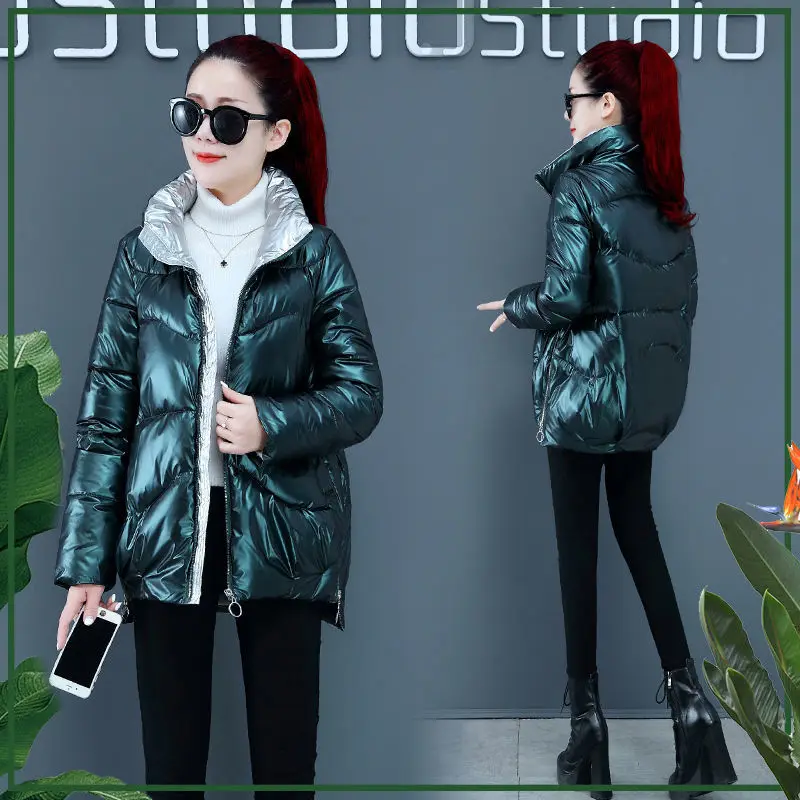 

Women White Duck Down Coat Femlae Casual Loose Solid Light Outerwear Ladies Stand Collar Zipper Puffer Jacket Coats G900