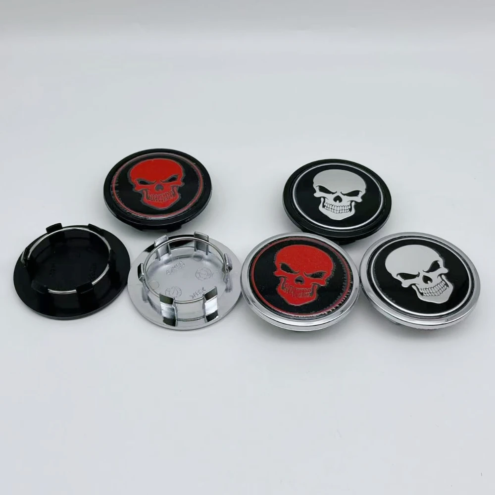 4pcs 65mm (48mm I.D) Car Wheel Center Caps With Skull Logo Badge Accessories for Porsche Wheels Hub Lid Rim Hubcap Cover Replace view 3