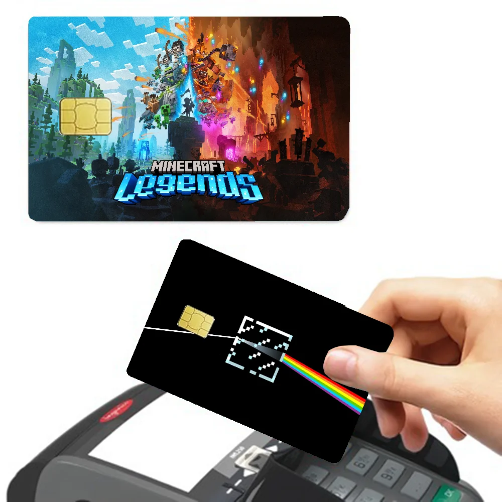 ملصقات جلدية لبطاقة الائتمان من M-Minecraft لبطاقة الوصول VISA Bank Bus Metro غطاء طبقة رقيقة واقية ملصق مائي للنساء