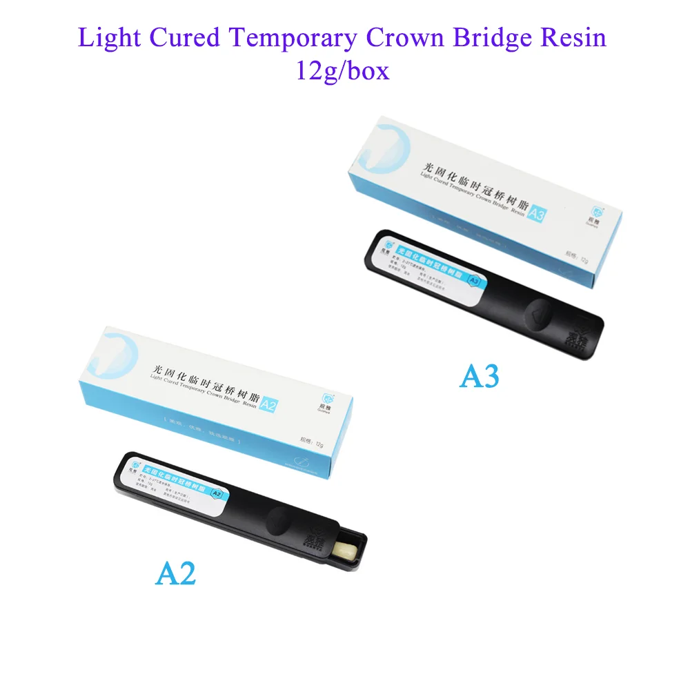 QuickSet Dental Resin A2/A3 12g/box Light-Curable Temporary Crown & Bridge Material With Good Strength