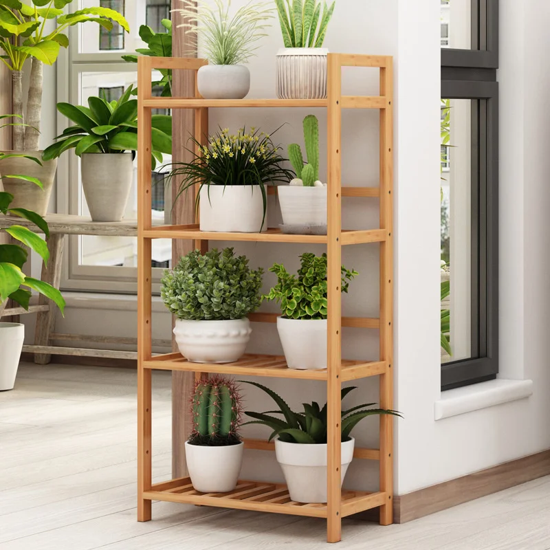 EcoFriendly Bamboo Bookshelf for Living Room Simple Tall FloortoCeiling Plant  Book Storage Rack for Office  Kitchen