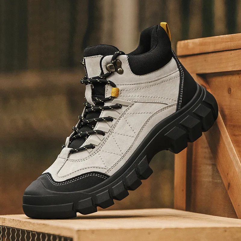 

2026 new outdoor hiking shoes men's high top height shoes keep warm British trend casual men's shoes snow boots