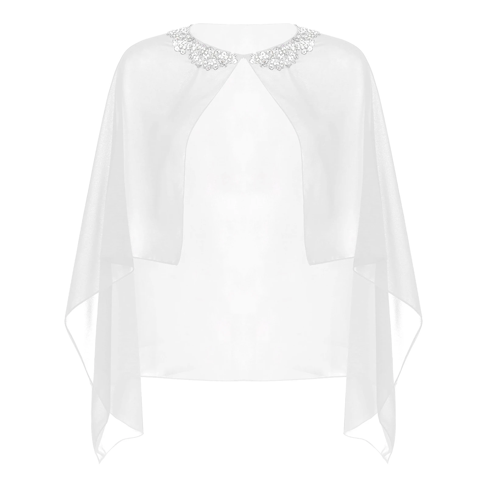Womens Ladies Chiffon Wedding Capes Jacket Wraps Chiffon Shrug Bridal Bolero Long Shawl and Wraps Evening Wedding Cover Up Shrug