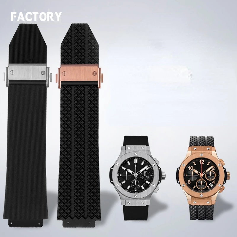 

Watchband for HUBLOT BIG BANG Silicone 25*19mm Waterproof Men's Watch Strap Chain Watch Accessories Rubber Bracelet Wristband