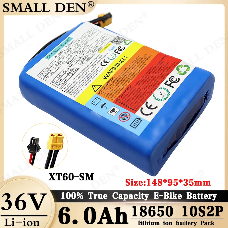 

100% Original 36V 10S2P 6Ah Battery Pack 500W High Power Battery 42V 6000mAh Ebike Electric Bike 15A BMS