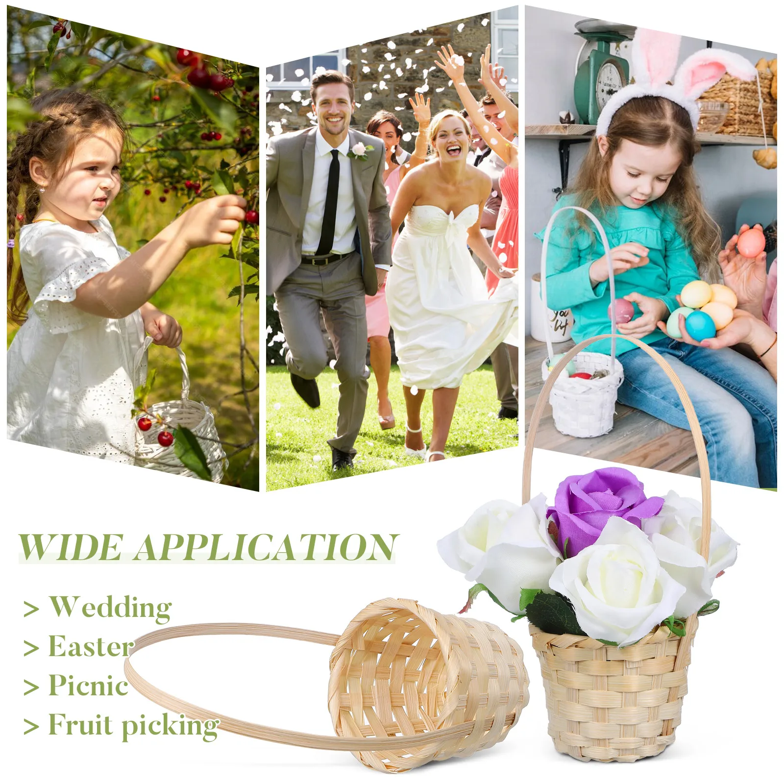 

8 Pcs Handheld Woven Basket Small Picnic Prop Portable Flower Arrangement Baskets Multifunctional