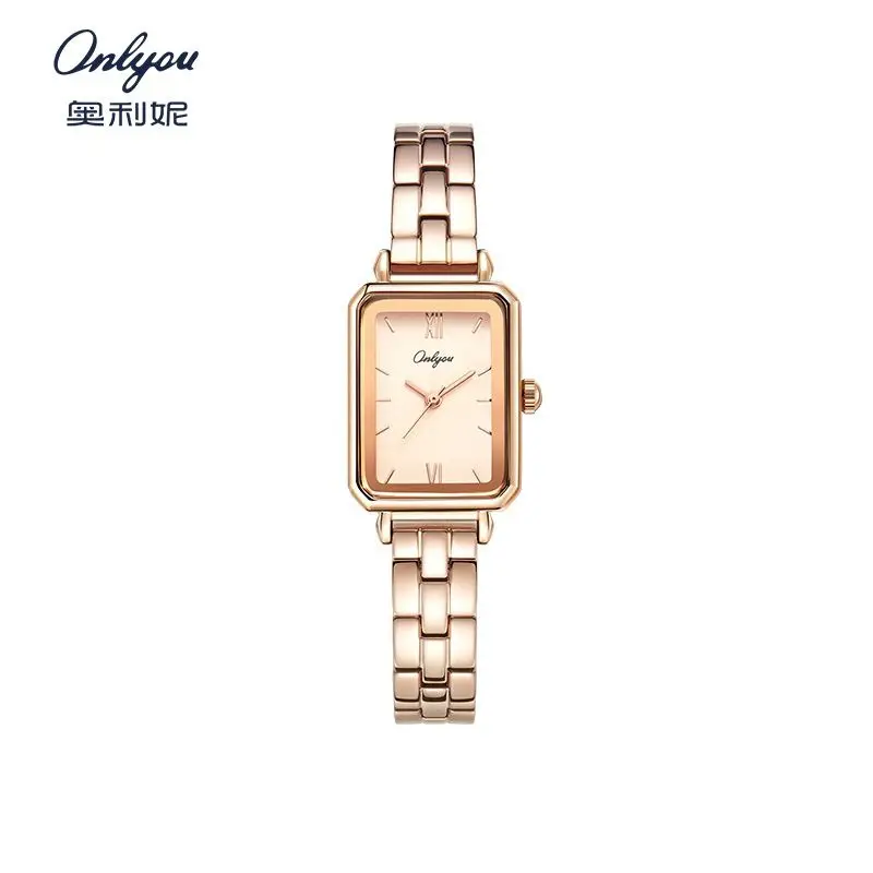 2025 Hot Selling ONLYOU Brand Genuine Leather Strap Women's Watch Luxury Gift Quartz Watch Simple Fashion Student Square Watch