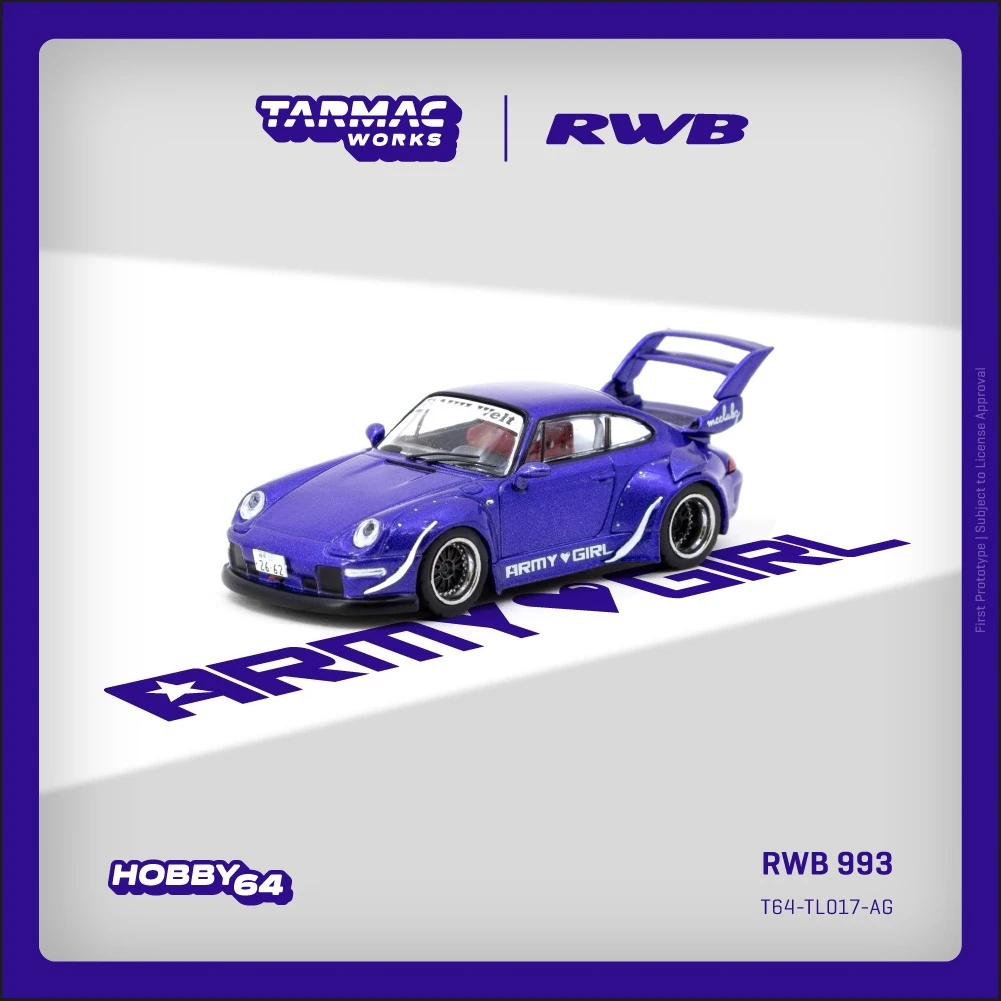 ターマックワークス-tw-1-64-rwb-993-army-girl-シルバーピッグ-ダイキャストモデルカー