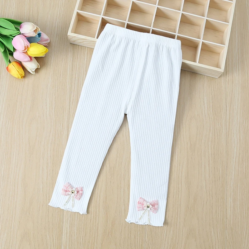 Girls Pants Sweet Solid Bow Decor Skinny Princess Leggings Toddler Kids Cotton Soft Underpants Fashion Casual Bottom Trousers