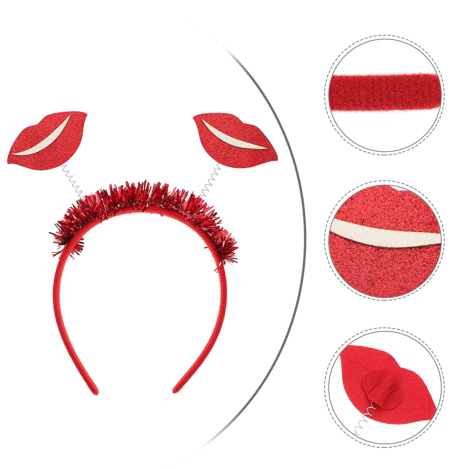 2 Pcs Lip Headband Hairband Female Party Decor Ornament Red Valentine's Day Costume Supply Gretel Women