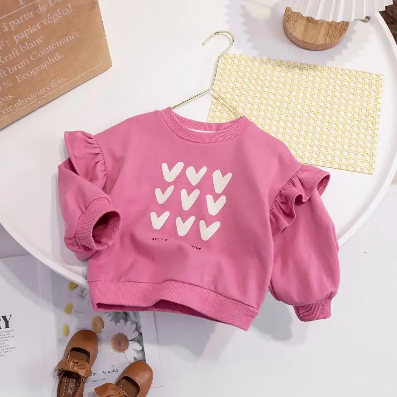 Kinder-Sweatshirt mit Rundhalsausschnitt, Mädchen, Kinder, Herbst, Rosa, bedruckt, Langarm, Kinder-Langarm-Sweatshirt mit Rundhalsausschnitt – Detail 7