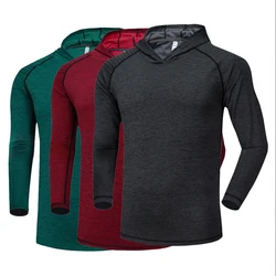 Sport Bodybuilding Sweatshirt Running Jacket Men Hoodies Gym Training Fitness Compression Jersey Long Sleeved T-Shirts Fast Dry