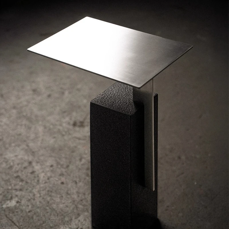 

Minimalist natural black hole stone narrow side table retro design sofa side table B & B small coffee table